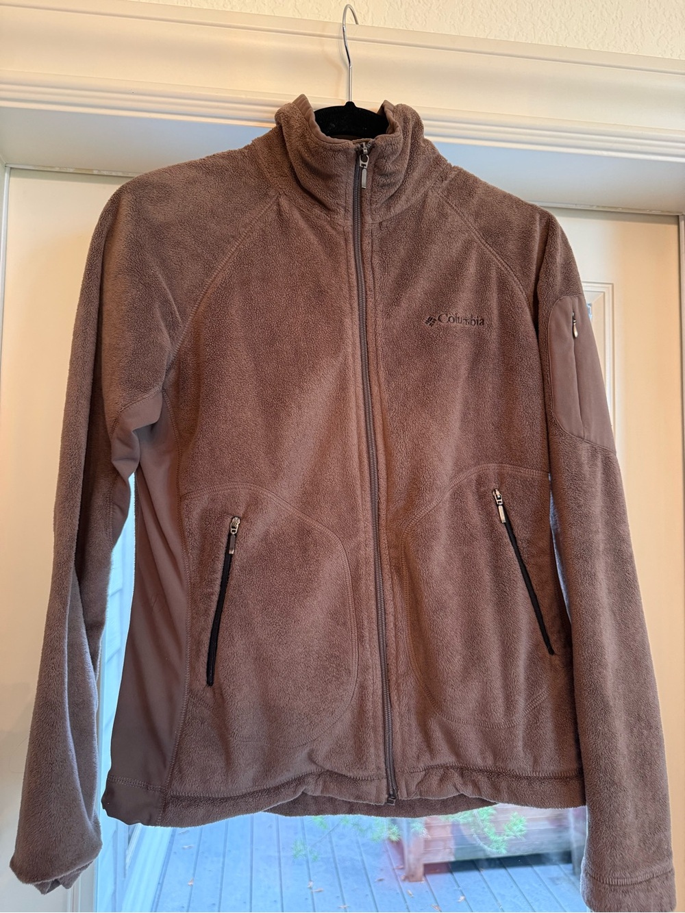 Columbia Full Zip Fleece Jacket Brown Taupe Soft Warm